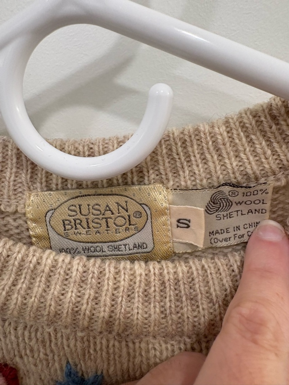 Vintage 90s Susan Bristol 100% Shetland Wool Dancing Ladies Knit Sweater Size S - Picture 2 of 14